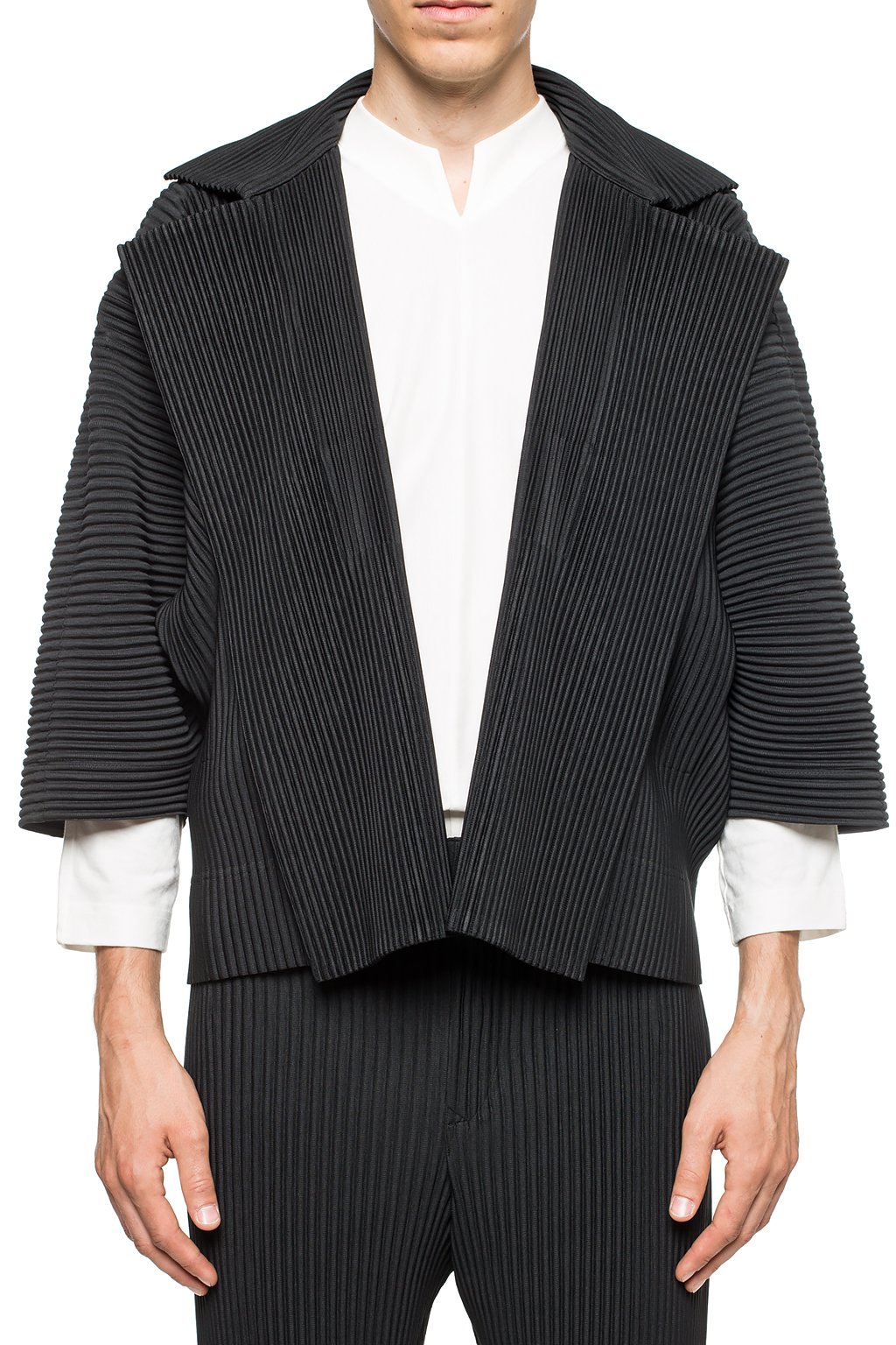 Issey Miyake Homme Plisse Ribbed jacket with a collar | Men's